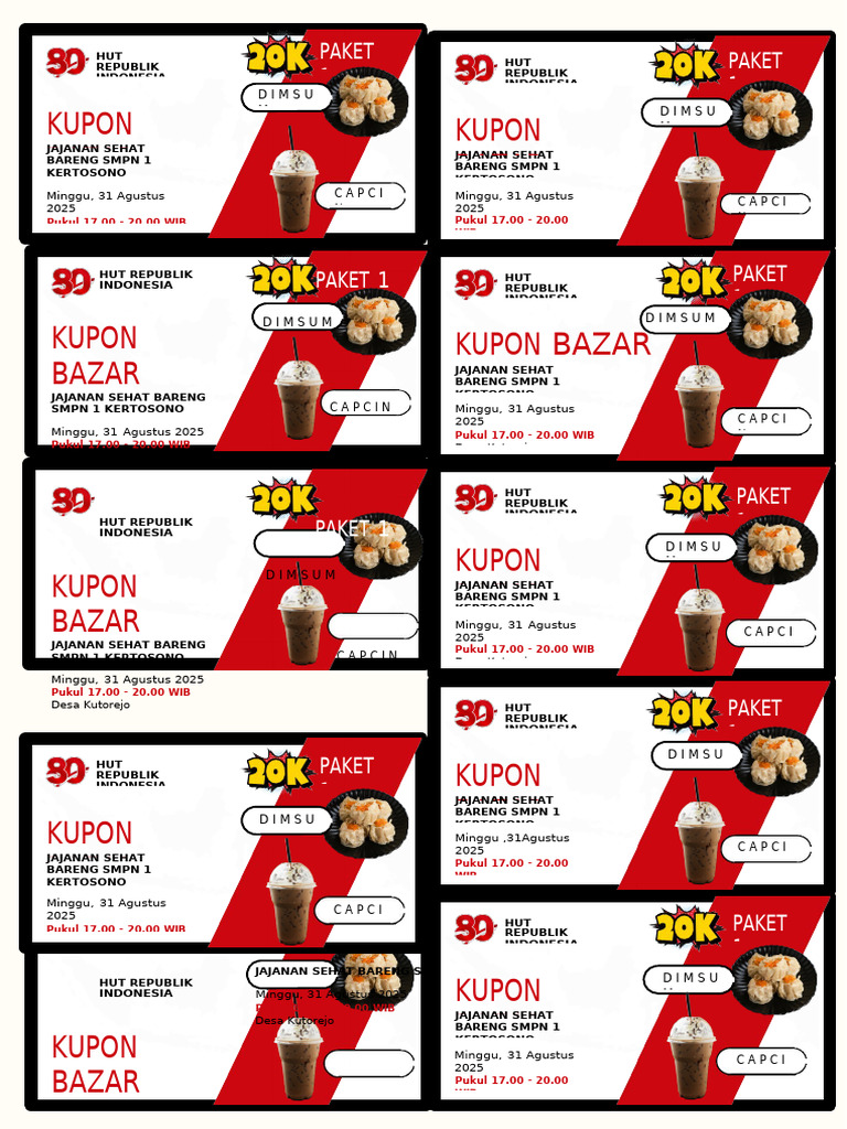 Kupon Bazar HUT RI SMPN 1 Kertosono | PDF