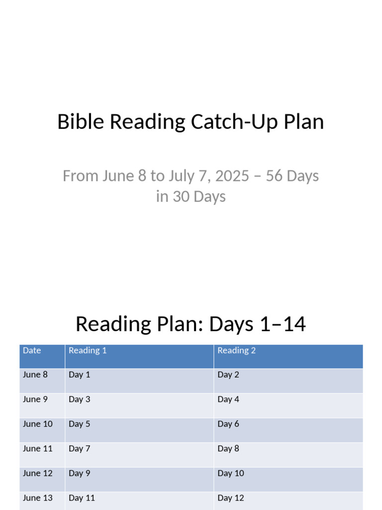 Bible Reading Catch-Up Plan 2025 | PDF