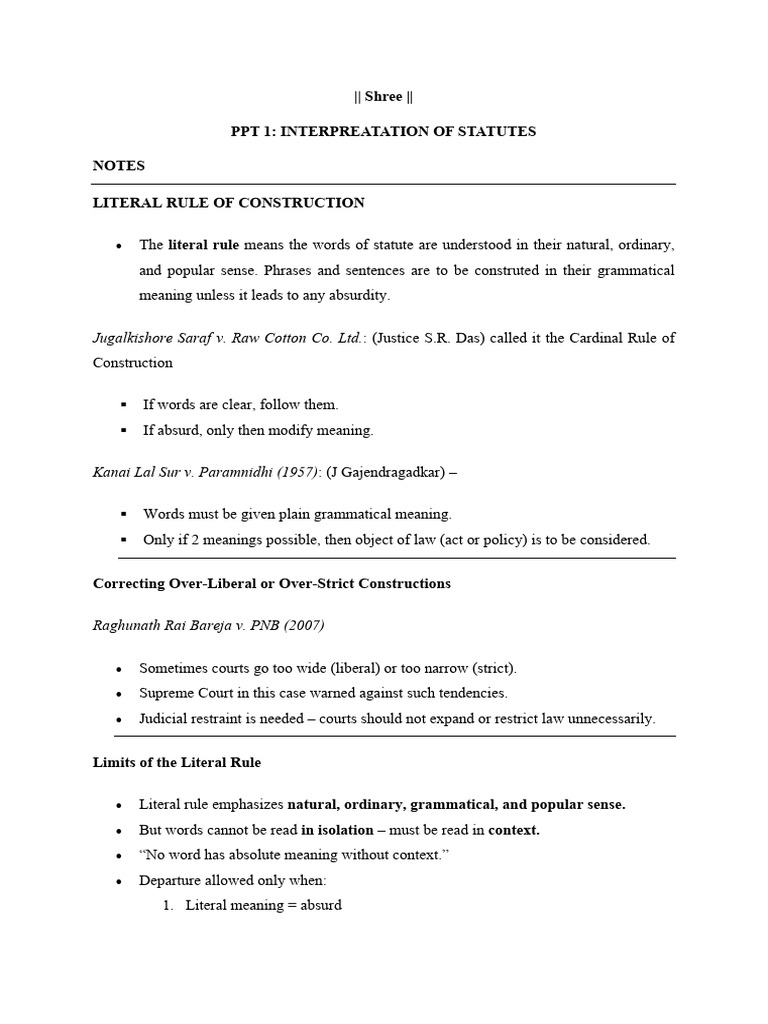 Interpretation of Statutes Overview | PDF | Statutory Interpretation ...
