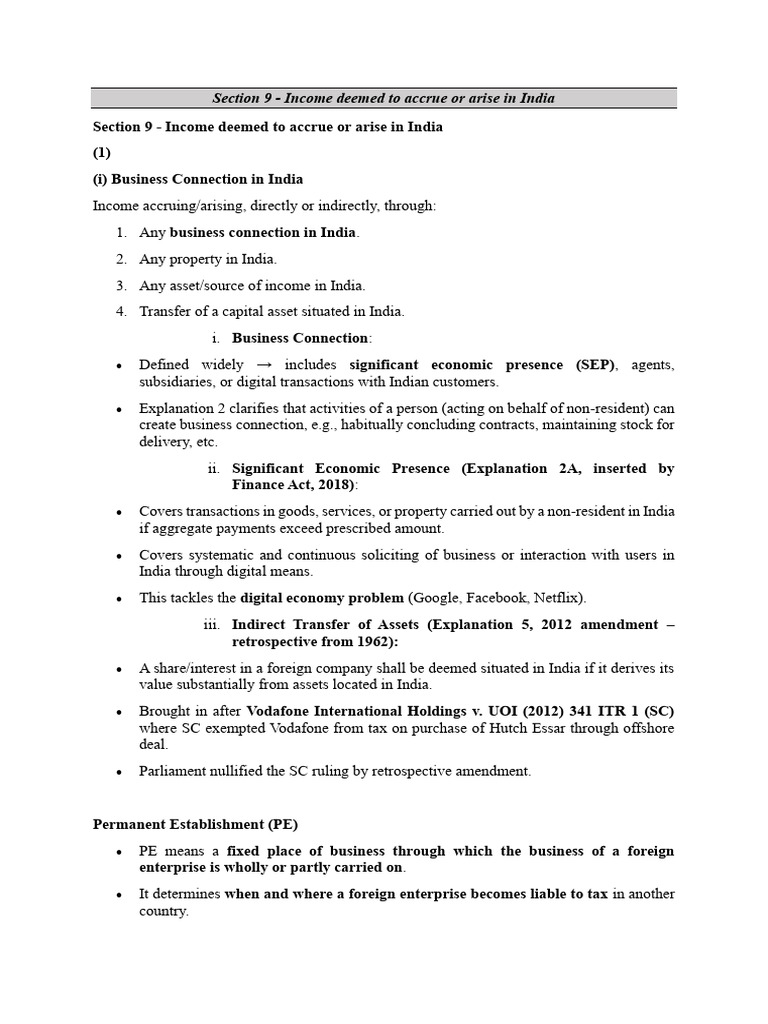Income Taxation in India: Section 9 Explained | PDF | Tax Treaty | Taxes