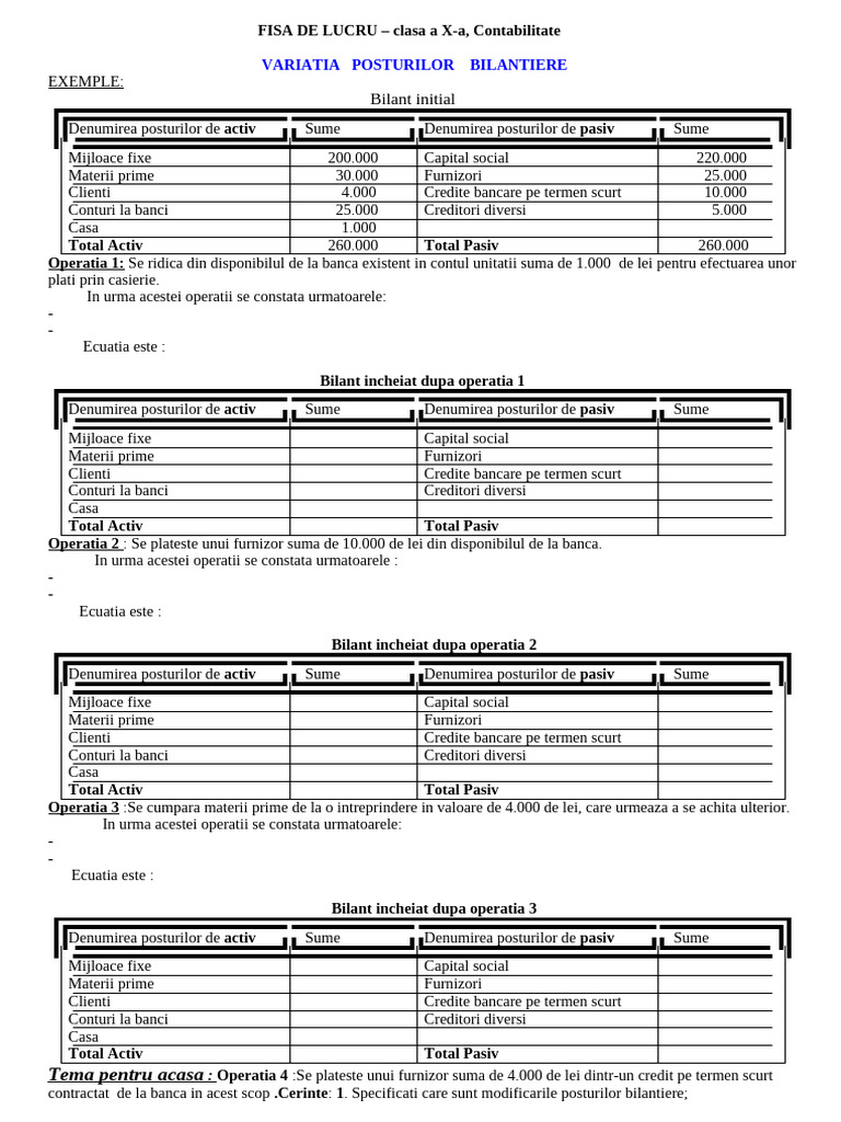 Modif. Bilant Fisa de Lucru | PDF