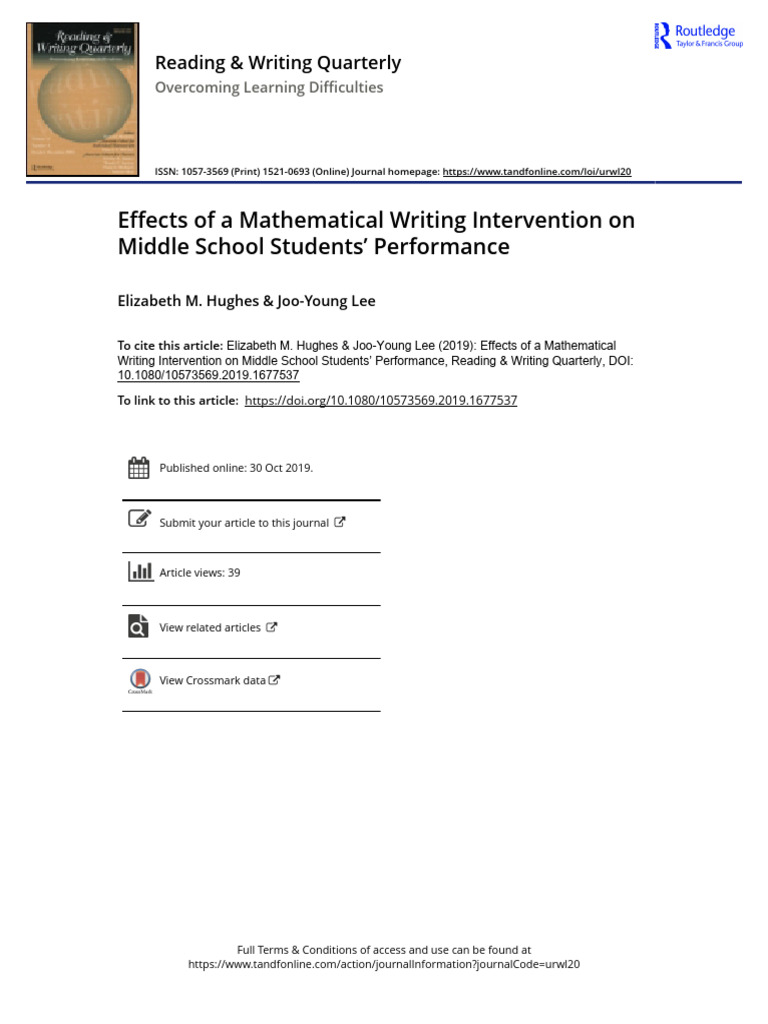 Impact of Math Writing Intervention | PDF | Mathematics | Knowledge