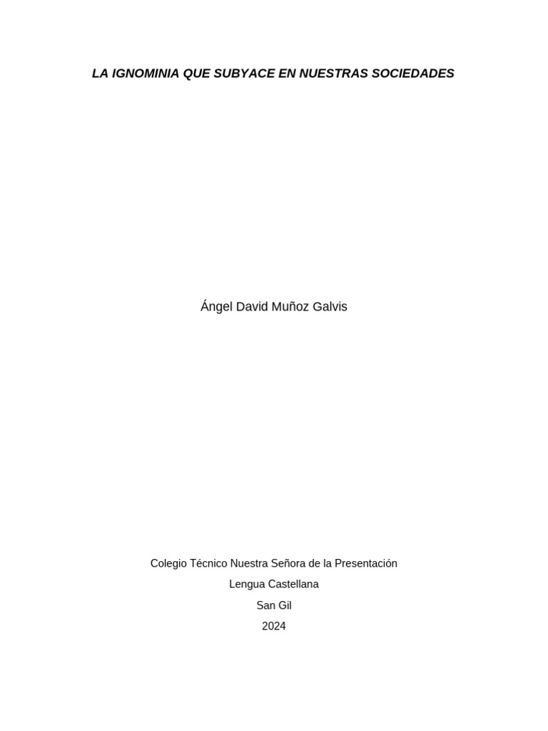 La Ignominia Que Subyace en Nuestras Sociedades | PDF | Amor | Los ...
