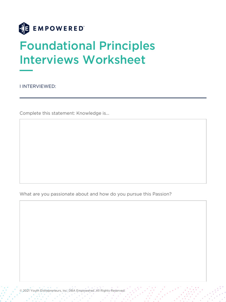 Foundational Principles Interviews Worksheet | PDF