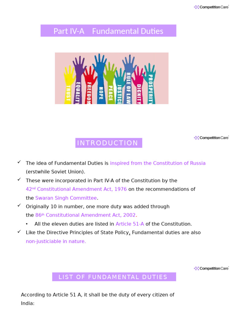 List of Fundamental Duties in India | PDF | Political Science | Rights