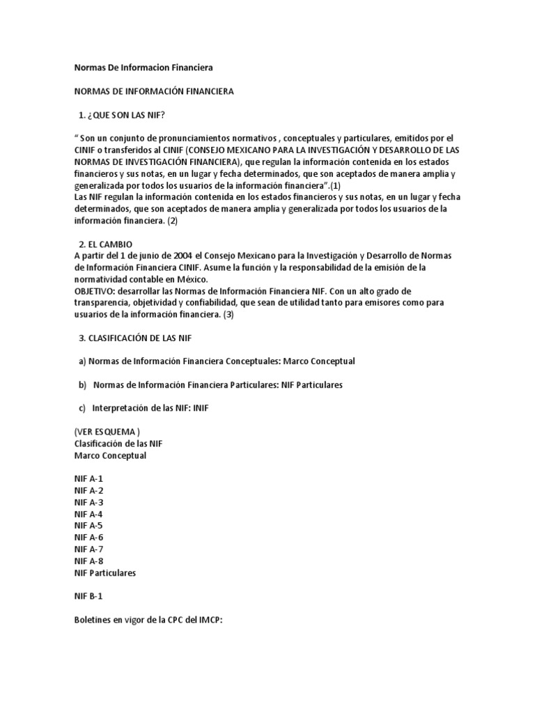 Que Son Las Nif PDF Estado financiero Contabilidad