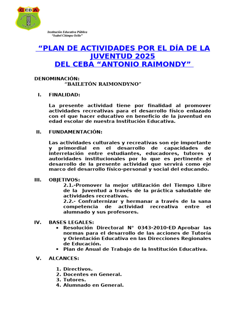 Actividades Día de la Juventud 2025 | PDF