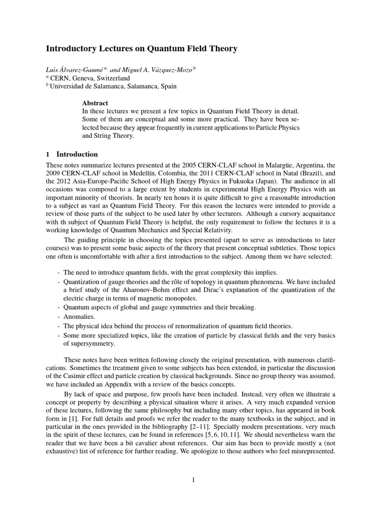 Quantum Field Theory Lecture Notes | PDF | Quantum Field Theory ...