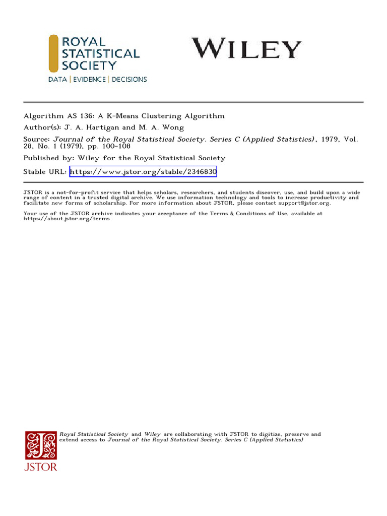 Clustering1 K-Means 1979 3 | PDF | Cluster Analysis | Algorithms And ...