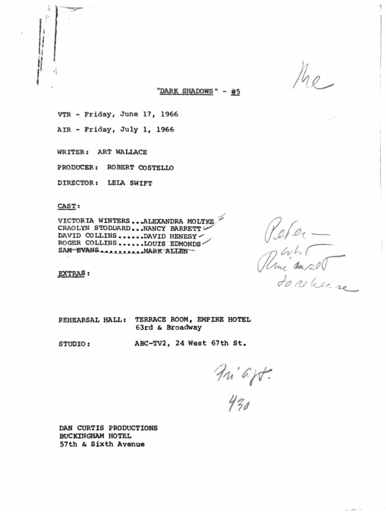Dark Shadows Script: Episode 5 | PDF | Chest Of Drawers