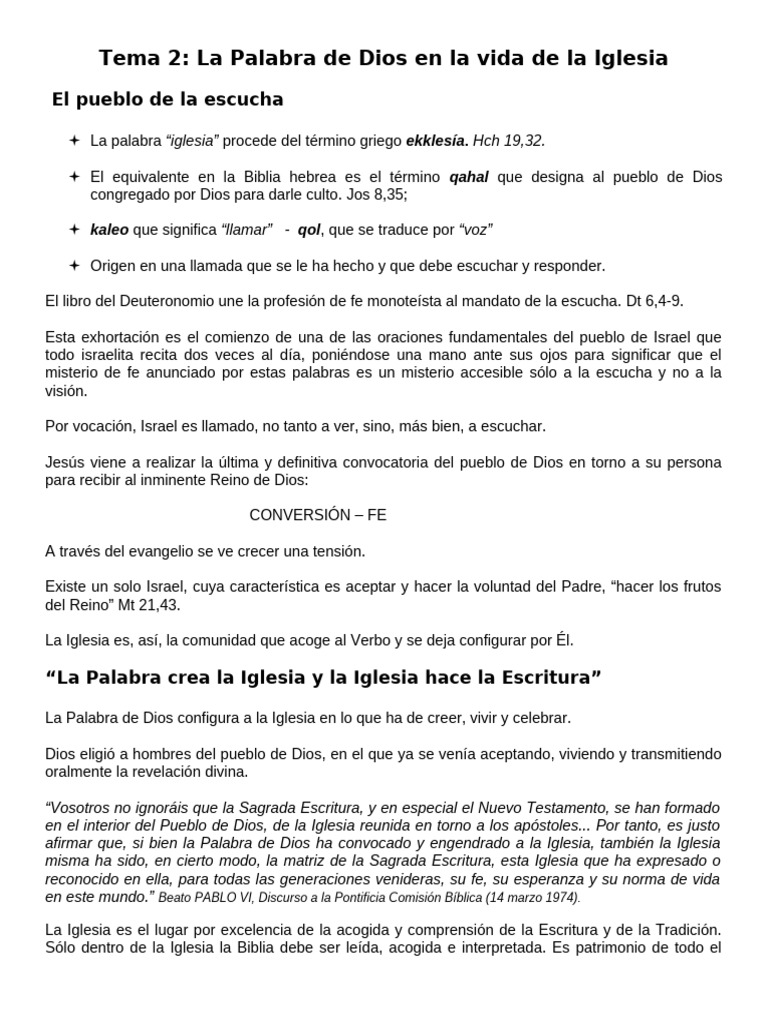 La Palabra de Dios y la Iglesia | PDF | Iglesia Católica | Biblia