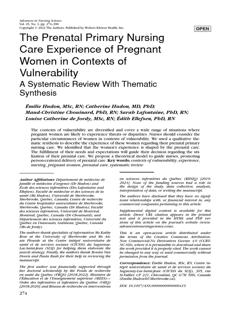 Prenatal Care for Vulnerable Pregnant Women | PDF | Pregnancy ...