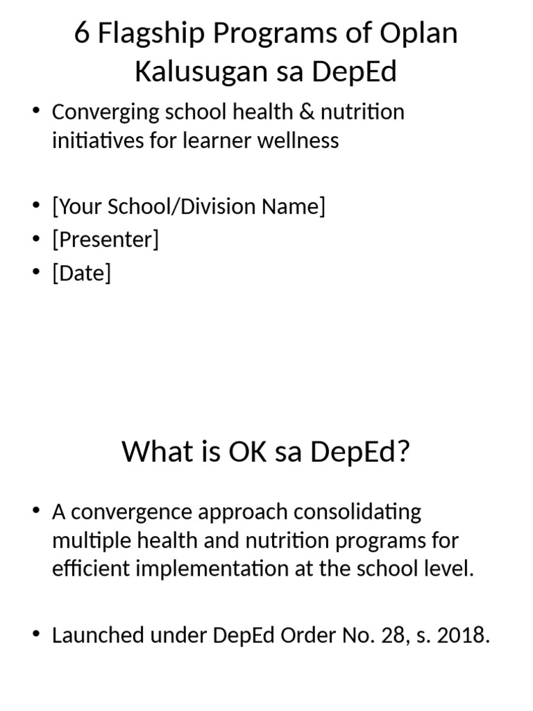 6 Flagship Programs of OK sa DepEd | PDF | Hand Washing | Wash