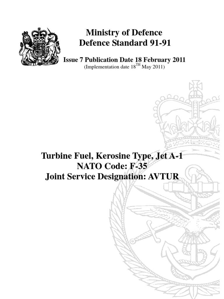 Def Stan 9191 Issue 7 Jet Fuel Specification (Technical Standard)