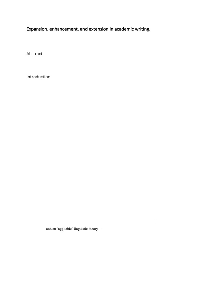 Expansion, Enhancement, and Extension in Academic Writing | PDF | Part ...