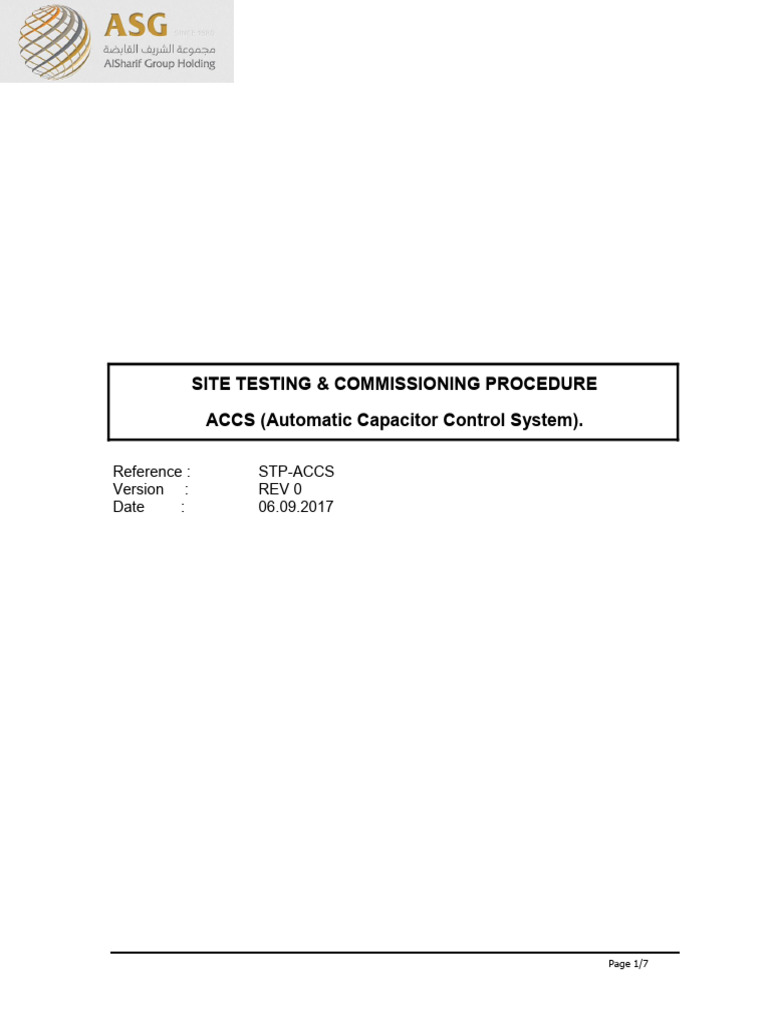 ACCS Site Testing & Commissioning Guide | PDF | Relay | Electric Power