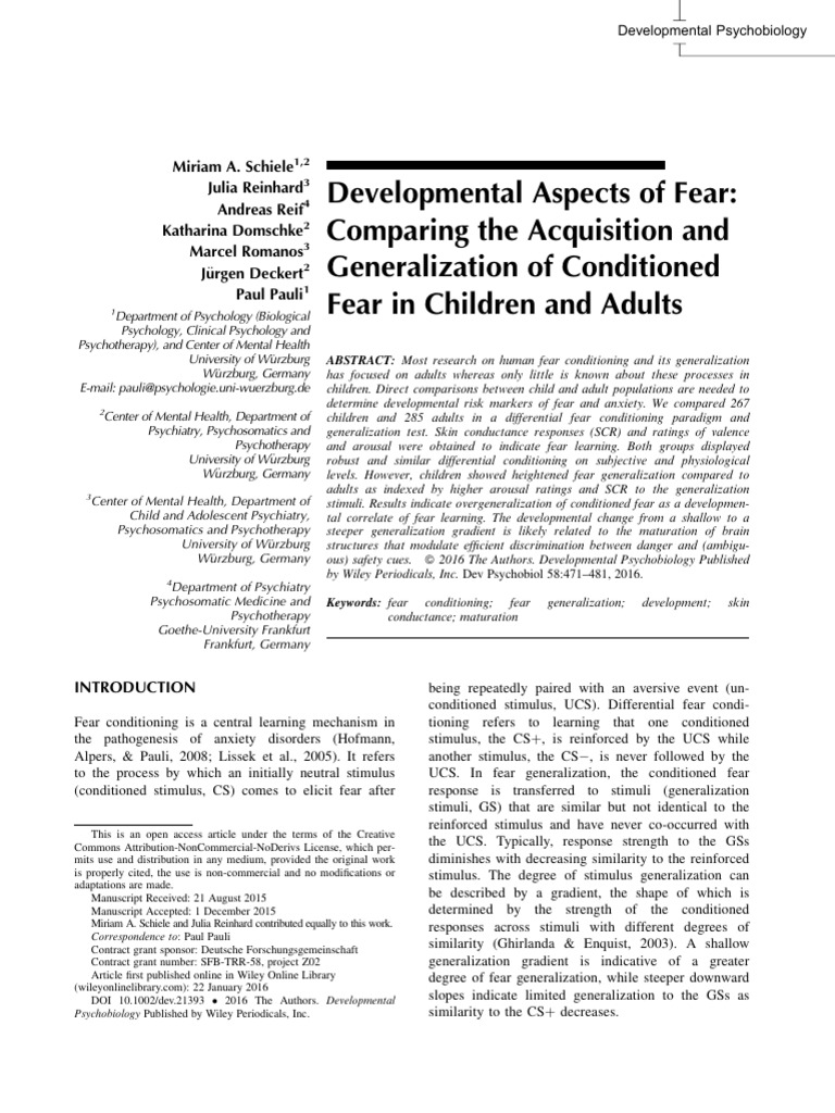Developmental Psychobiology - 2016 - Schiele - Developmental Aspects of ...