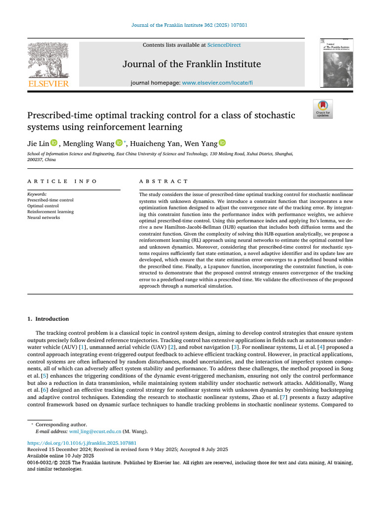 Optimal Stochastic Control via RL | PDF | Optimal Control | Stochastic ...