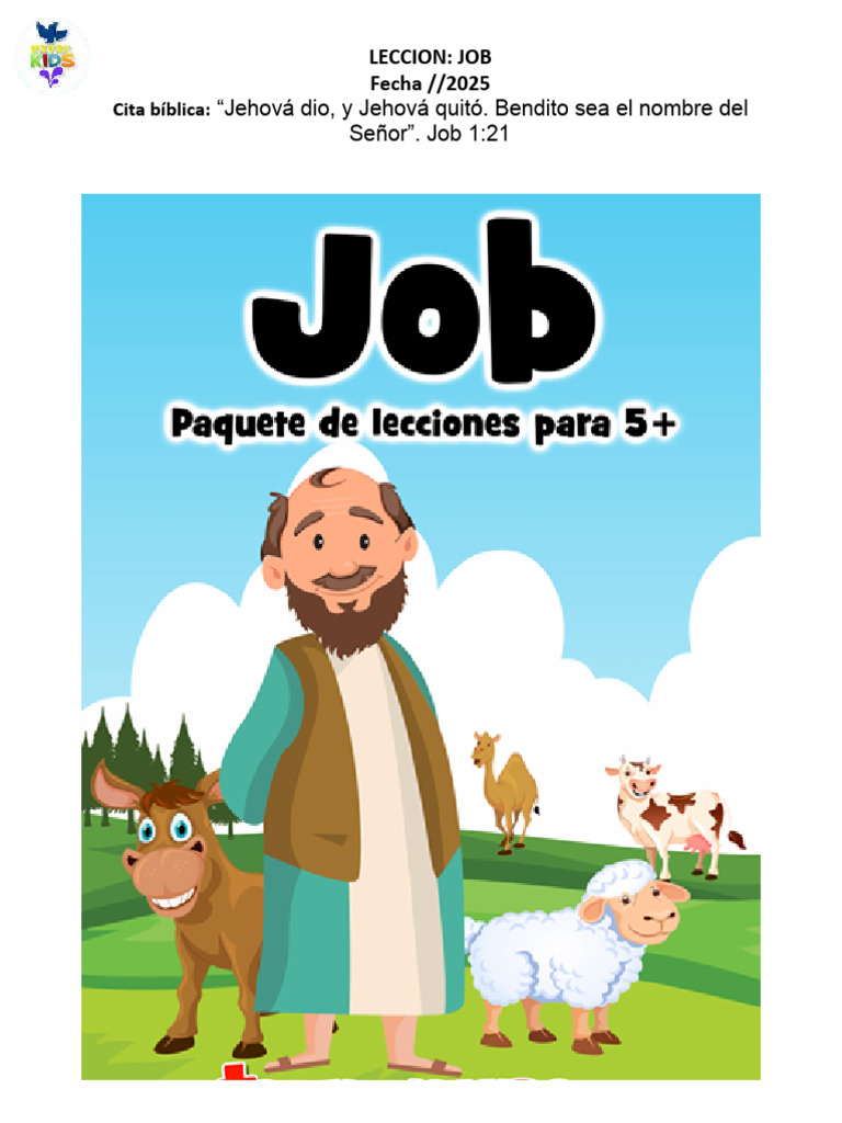 Lección para Niños: Job y su Fe | PDF | Libro de trabajo | Dios