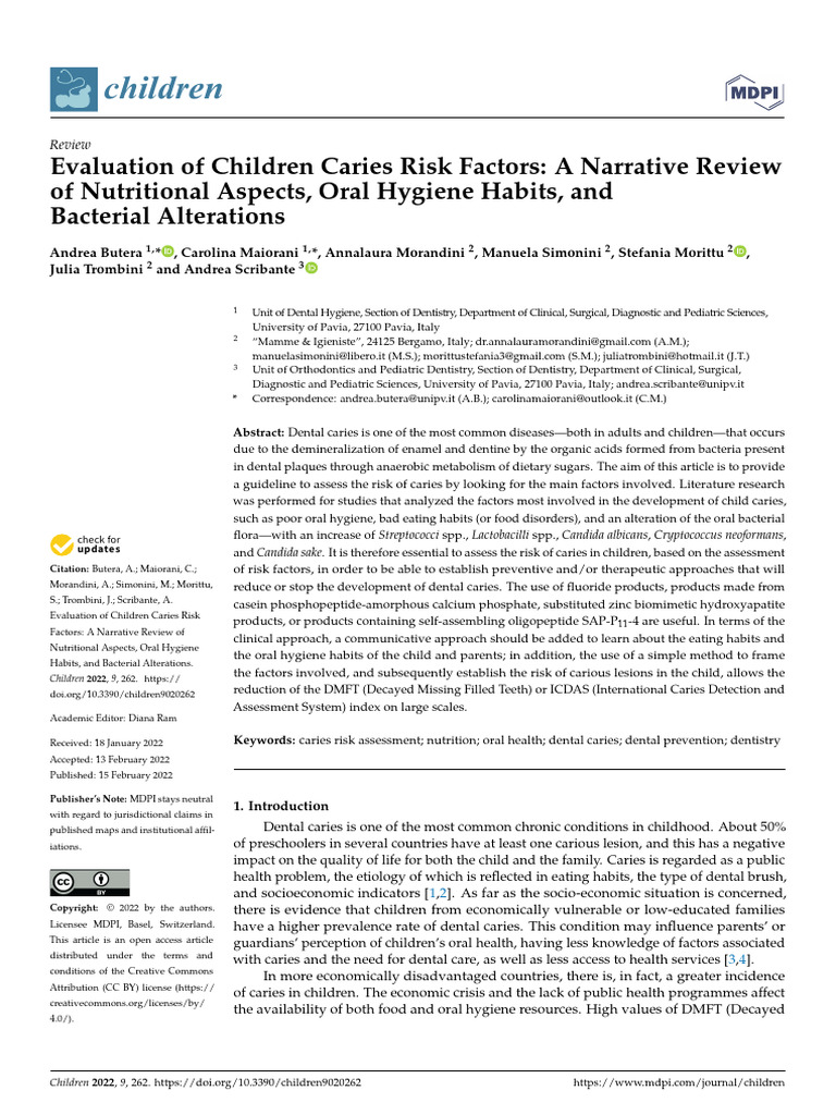 Children Caries Risk Factors Review | PDF | Oral Hygiene | Tooth Enamel
