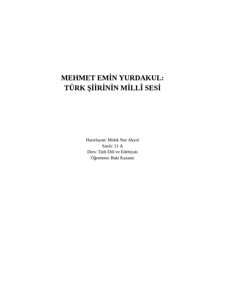 Mehmet Emin Yurdakul Tam Odev | PDF
