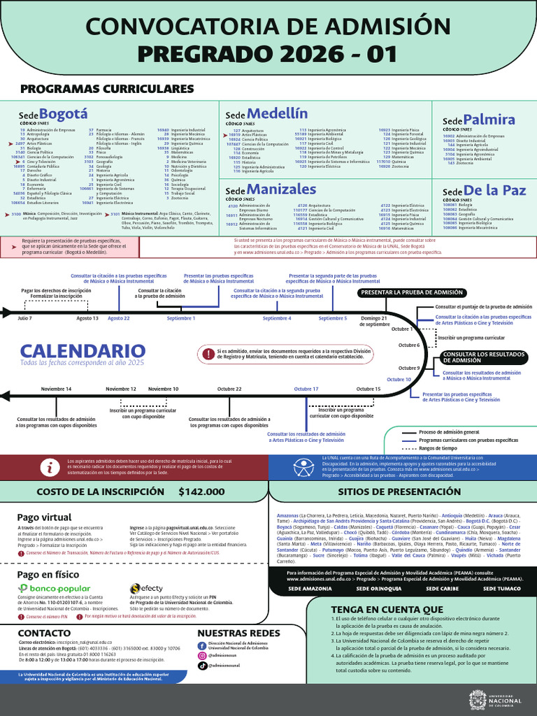 Admisión Pregrado UNAL 2026: Guía Completa | PDF | Ingeniería