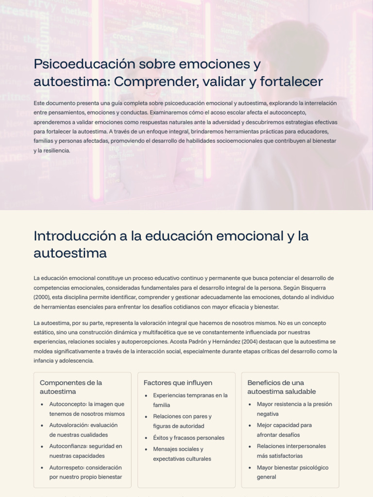 Psicoeducación: Emociones y Autoestima | PDF | Las emociones | Autoestima