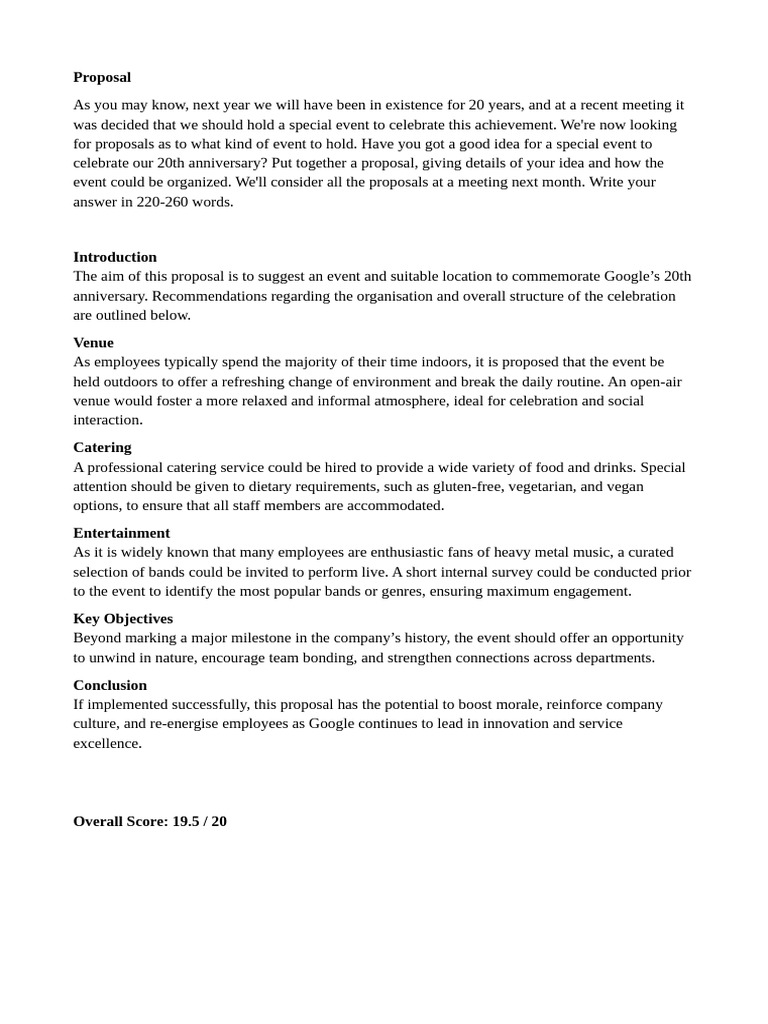 Celebrating The 20th Anniversary of A Company | PDF