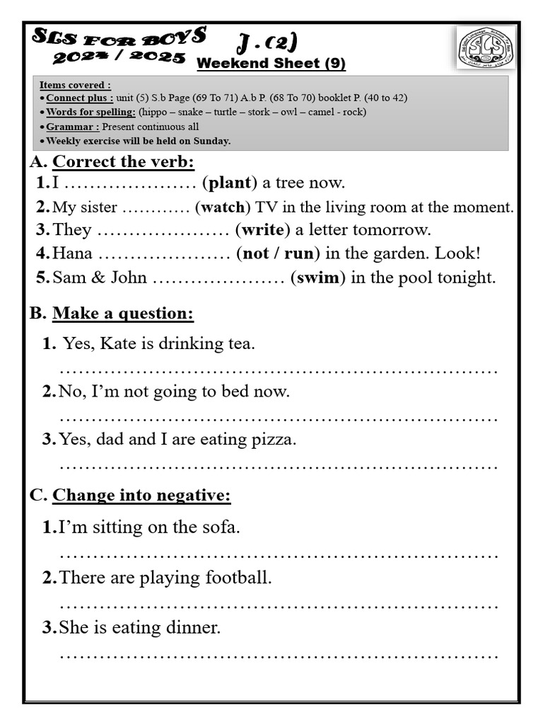 Weekend English Grammar Exercises | PDF
