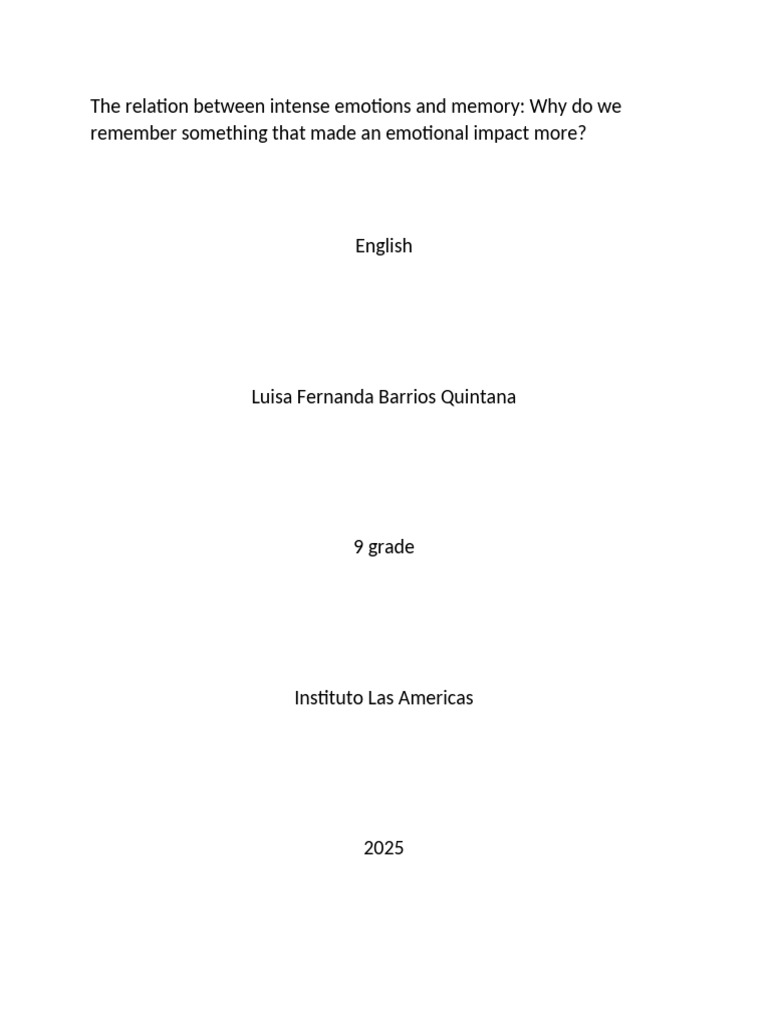 Emotional Impact on Memory Retention | PDF | Memory | Limbic System
