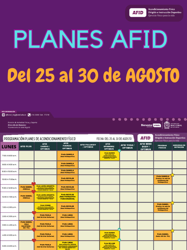 Presencial Planes de Acondicionamiento Fisico Afid Del 25 Al 30 de ...