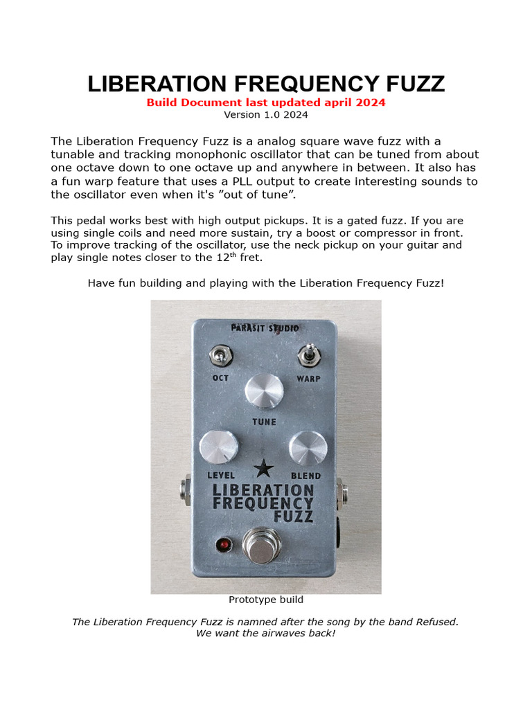Liberation Frequency Fuzz Pedal Guide | PDF | Printed Circuit Board ...