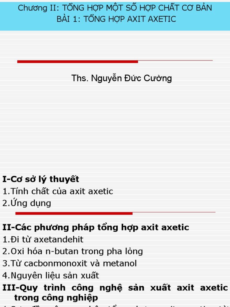 Tong Hop Axit Axetic