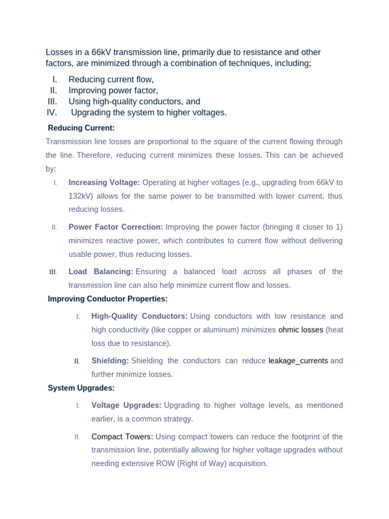 Minimizing Losses in 66kV Transmission Lines | PDF | Electric Power ...