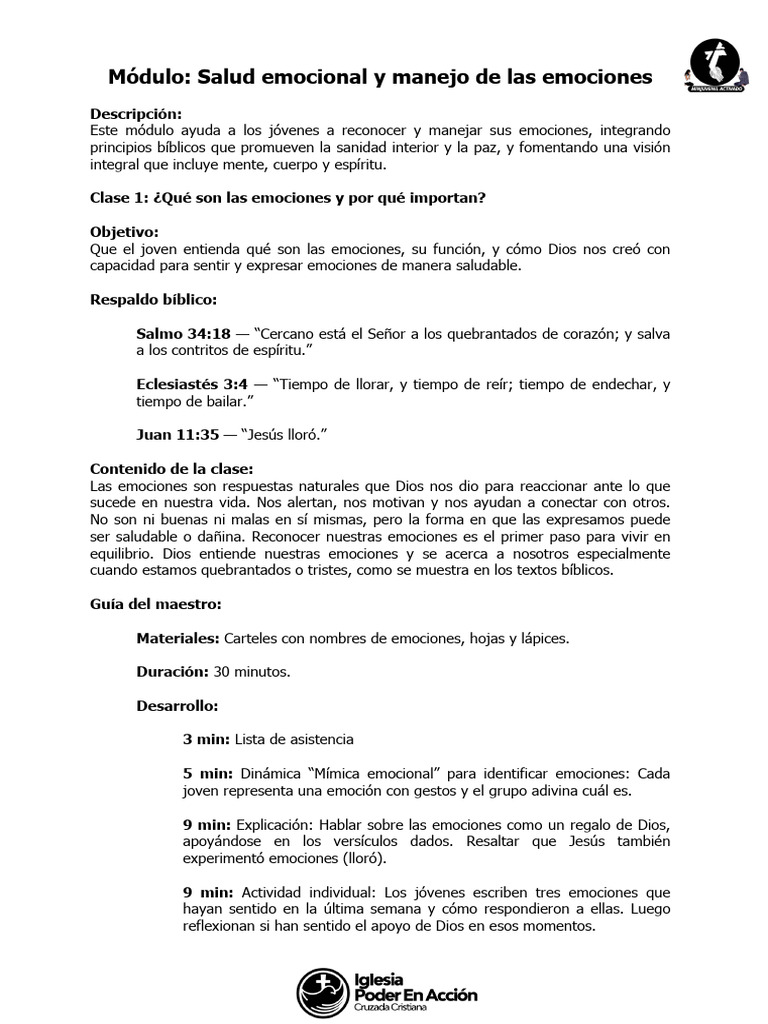 Manejo de emociones en jóvenes cristianos | PDF | Las emociones | Enseñando