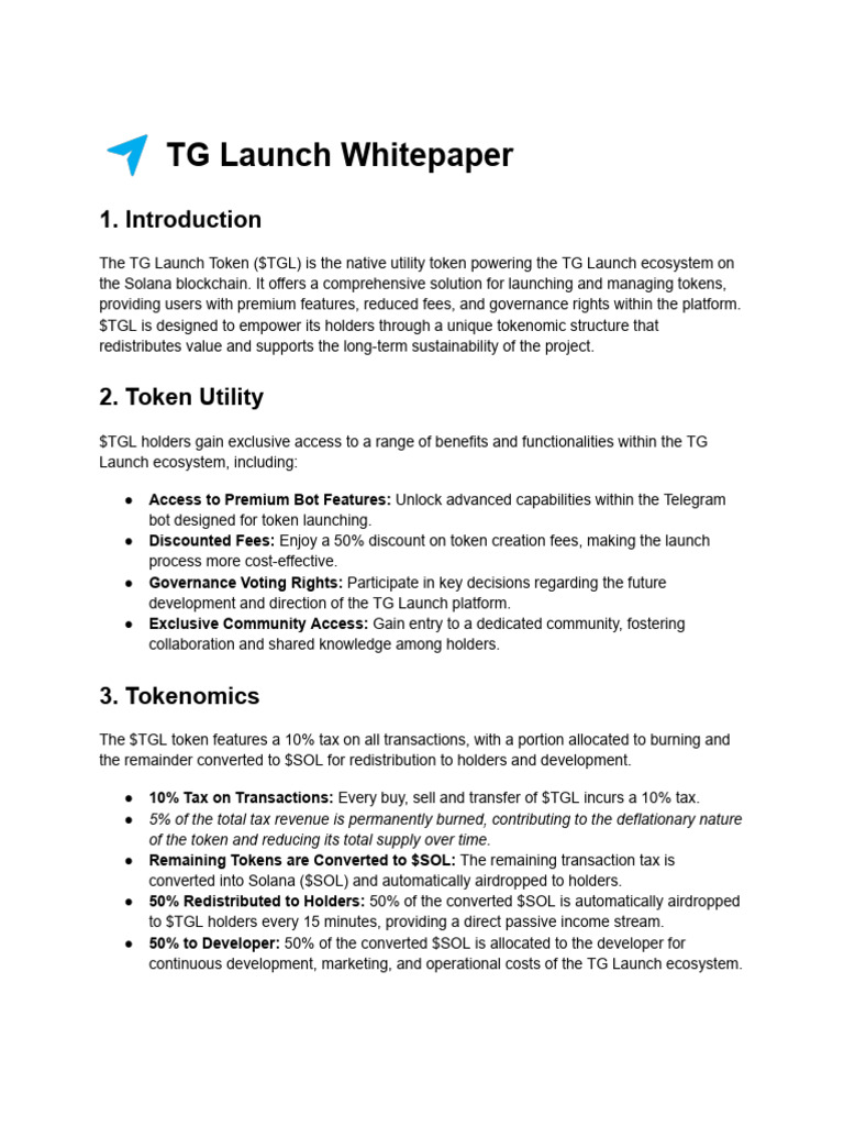 TG Launch Whitepaper | PDF | Taxes | Economies