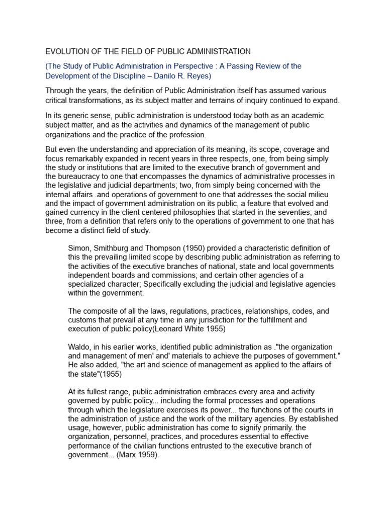 Evolution of Public Administration Study | PDF | Political Philosophy ...