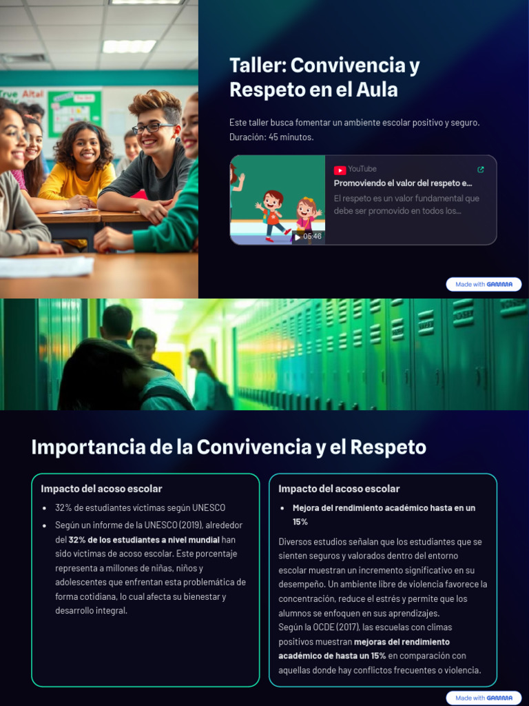 Taller de Convivencia y Respeto Escolar | PDF | Salón de clases