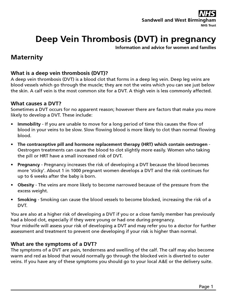 Maternity Deep Vein Thrombosis in Pregnancy ML6332 | PDF | Thrombosis ...