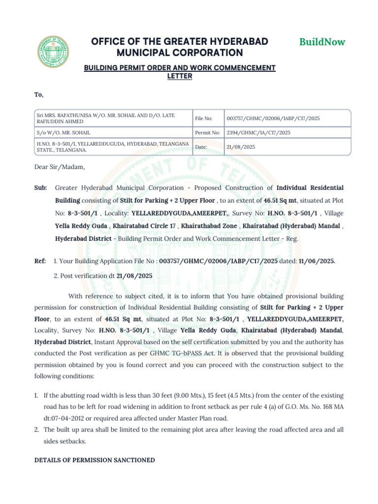Provisional Building Permit Issued | PDF