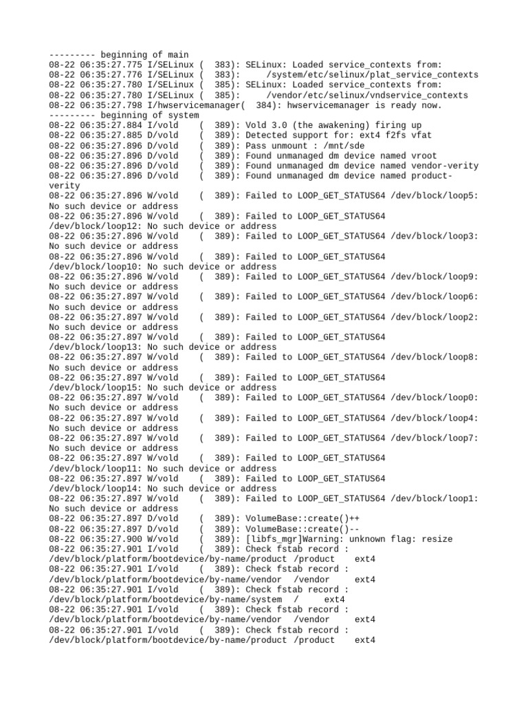 SELinux and Vold Log Analysis | PDF | Software | System Software