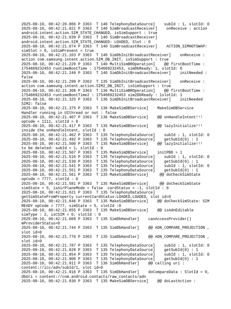 SIM State Change and Database Initialization | PDF