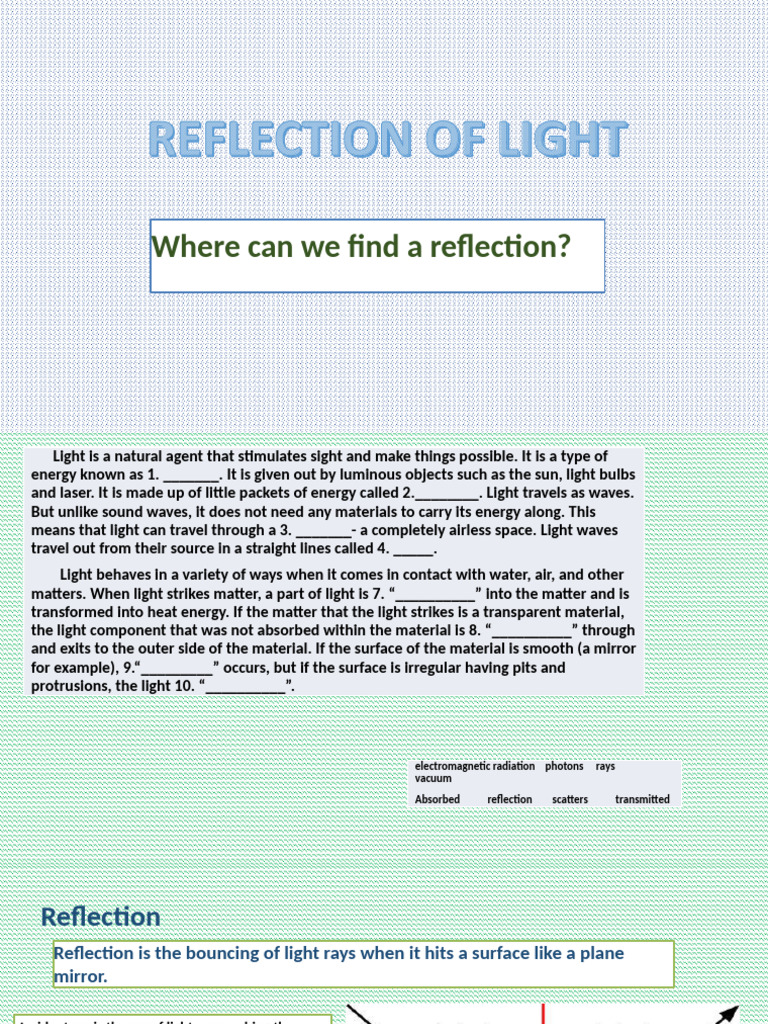 Reflectionoflight 160126085039 | PDF | Light | Mirror
