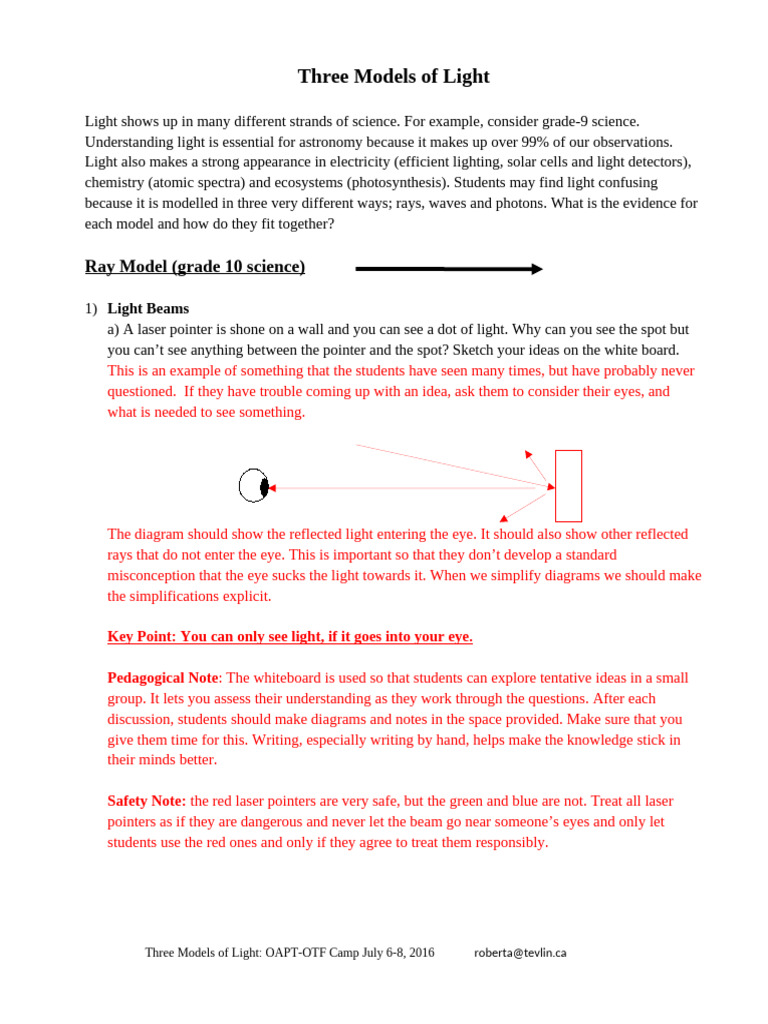 Understanding Light: Three Models Explained | PDF | Light | Diffraction