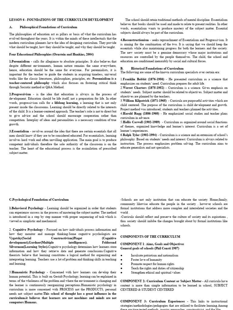 Curriculum Development Foundations | PDF | Curriculum | Constructivism ...