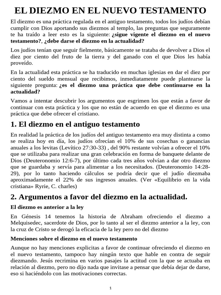 Vigencia del Diezmo en el Nuevo Testamento | PDF | Diezmo | Sacerdote