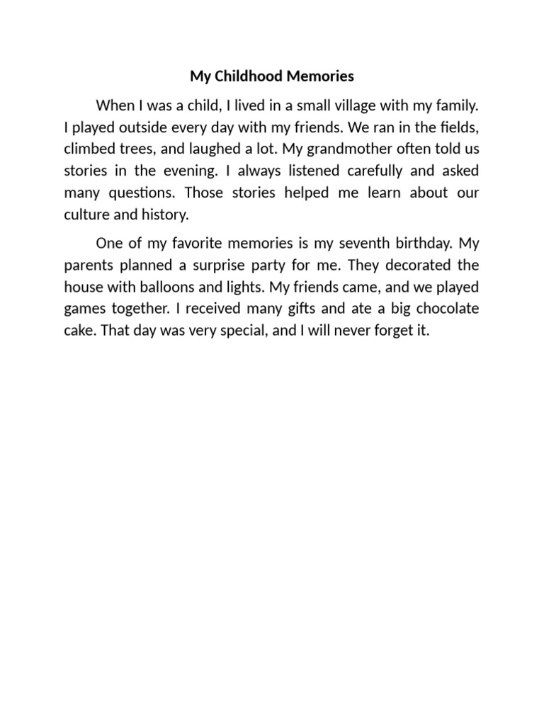 My Childhood Memories-Grade | PDF