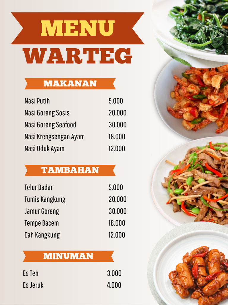 Menu Warteg: Pilihan Makanan dan Minuman | PDF