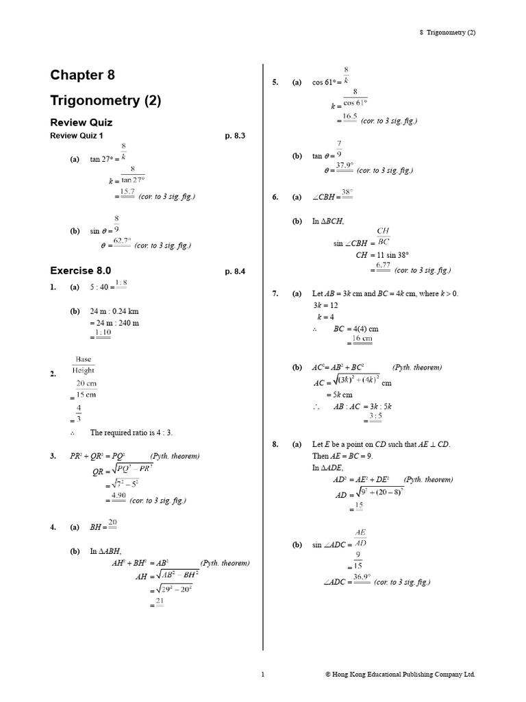 Trigonometry (2) : Review Quiz | PDF | Angle | Slope