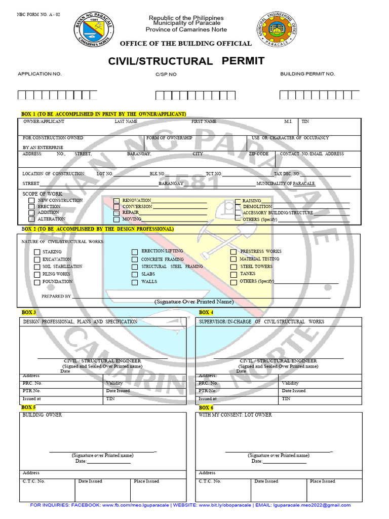 NBC Form A-02: Building Permit Application | PDF | Real Estate ...